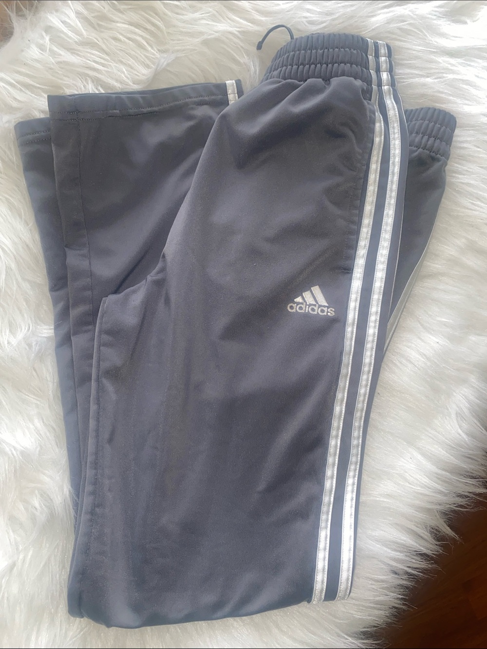 adidas Kids Charcoal Joggers with White Side Stripes